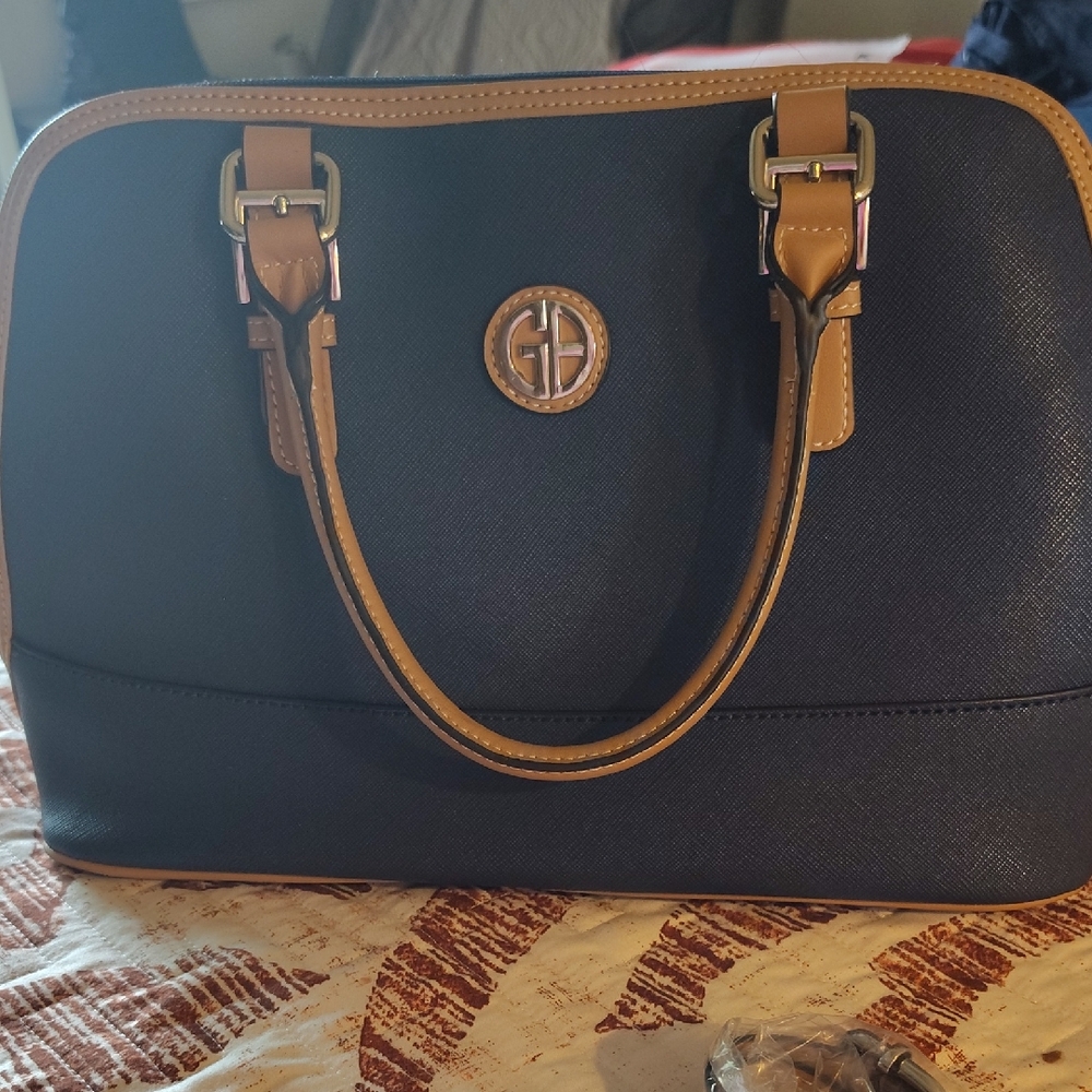 Summer Navy and Tan Dome Satchel